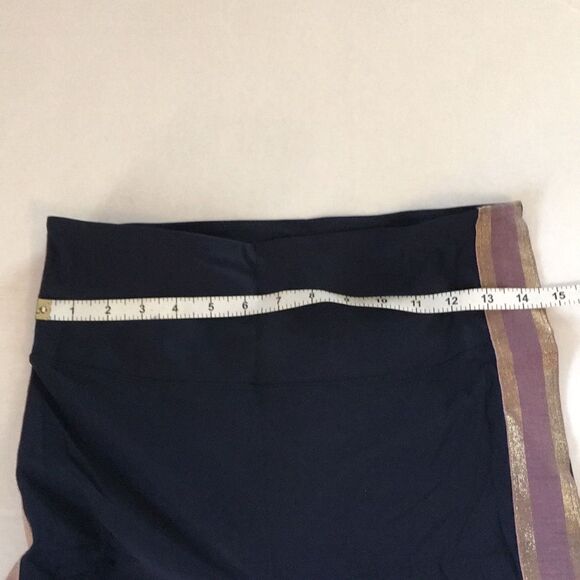 Nylora Bartley Leggings Navy Blue with gold and Lavender  Stripe on sides Sz L - Picture 11 of 16